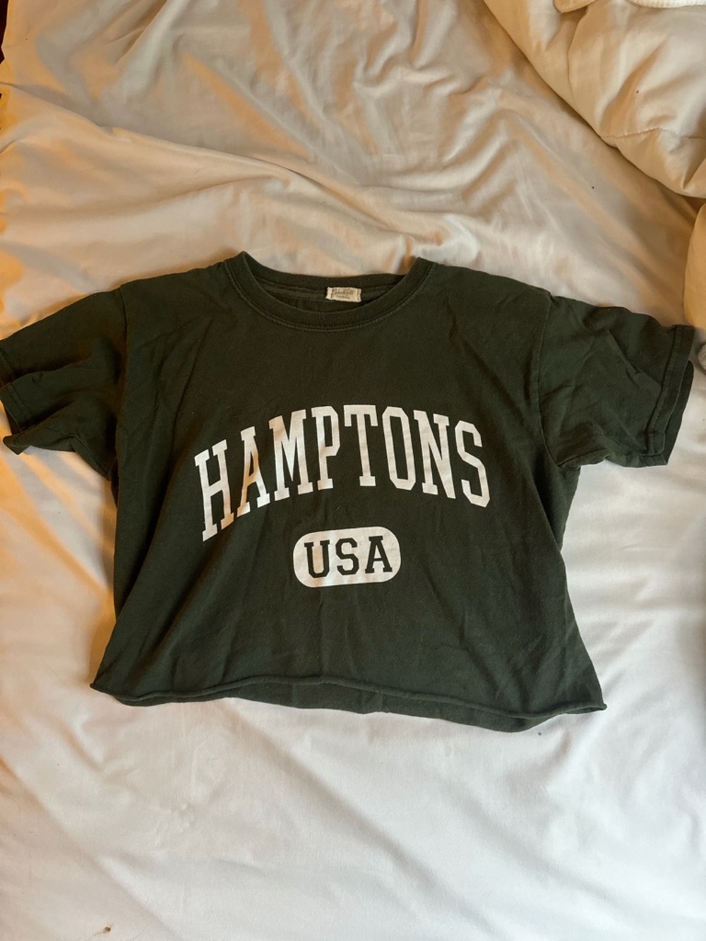 brandy melville forest green hamptons usa cropped t-shirt
